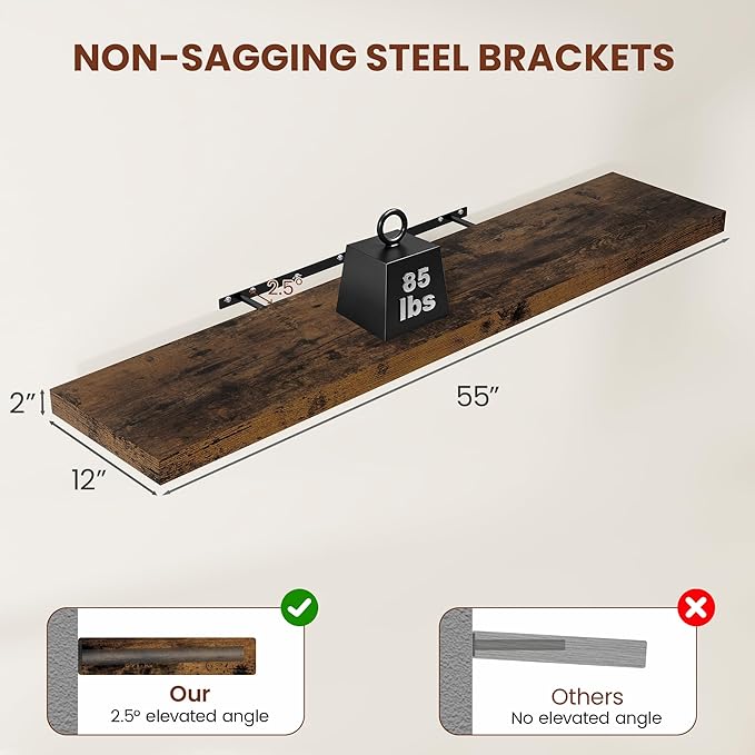 Vivelove 12" Deep Floating Shelves