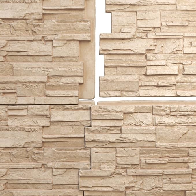 EverStone Cascade Faux Stone Panel, 48 5/8"W x 24 3/4"H x 1 1/4"D, Ocean Floor