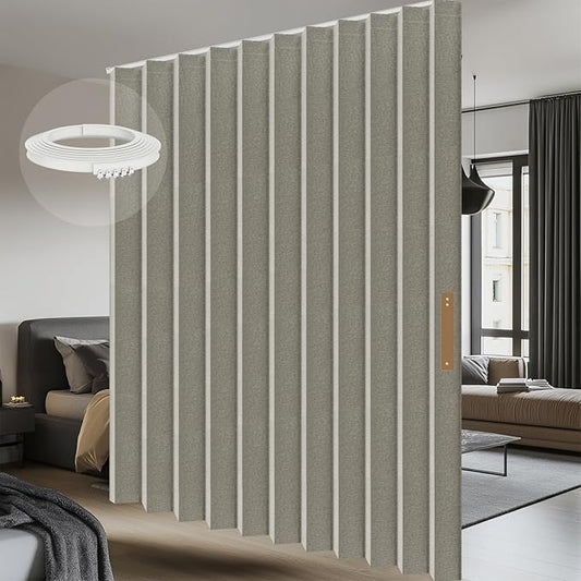 Room Divider Curtain Sets with Flexible Ceiling Track, Privacy Soundproof
