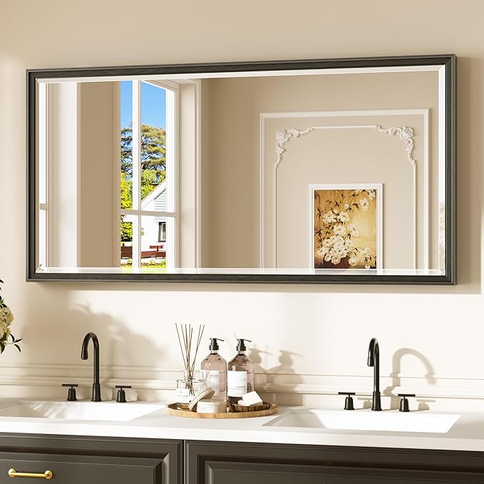 Keonjinn 48" x 24" Black Bathroom Mirrors