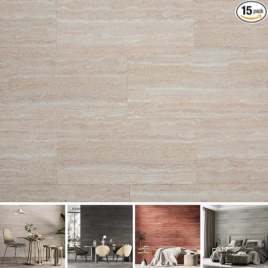 SINGULARWOOD 15pcs/26.46 sq ft Soft Stone Wall Tiles, Flexible Rock Travertine