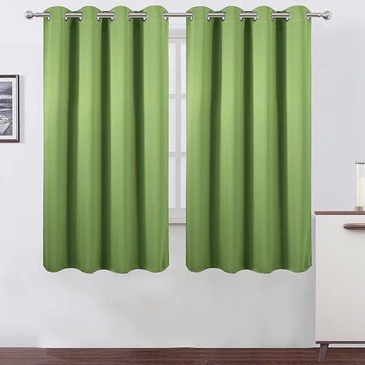 LEMOMO Light Green Blackout Curtains 66 x 63 Inch Length/Set of 2 Curtain