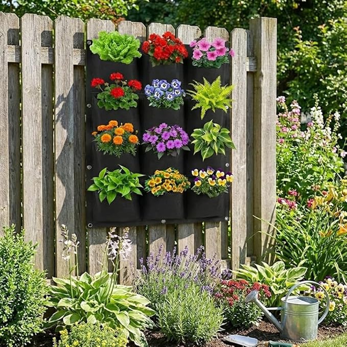 WFIST Vertical Hanging Planter Bag, Breathable Felt Wall Garden Planter