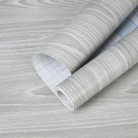 practicalWs 17.7"×393.7" Grey Wood Contact Paper, Waterproof Gray Wallpaper