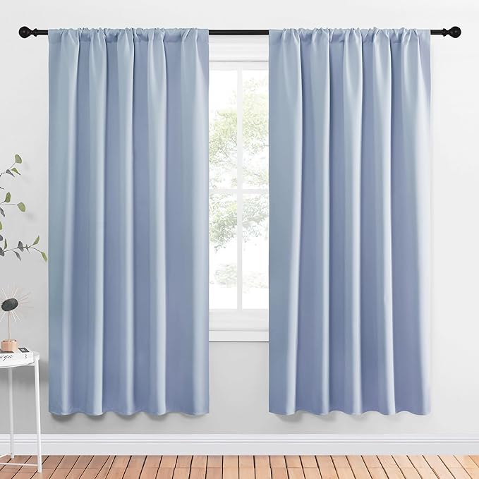 NICETOWN Window Curtains Blackout Drapes, Vintage Blue, 1 Pair, 52 by 72-Inch