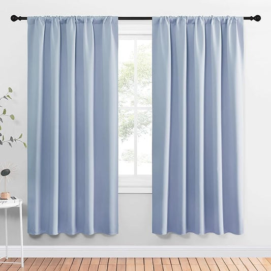 NICETOWN Window Curtains Blackout Drapes, Vintage Blue, 1 Pair, 52 by 72-Inch