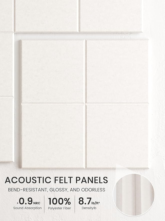 Bumusty Large Felt Bulletin Board, 30 Push Pins, 40 Adhesive Tabs, Milky White