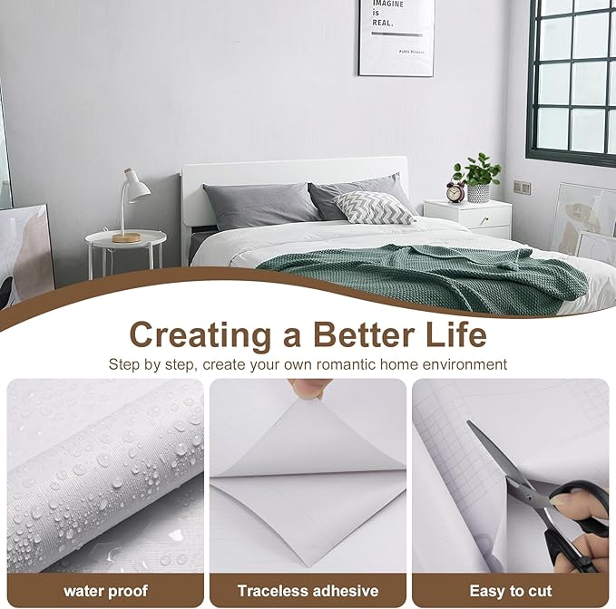 Grasscloth Peel and Stick Wallpaper White Gold Wallpaper15.7 x 118" Linen