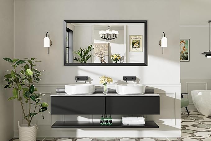 Briivue 55x30 Inch Black Bathroom Mirror