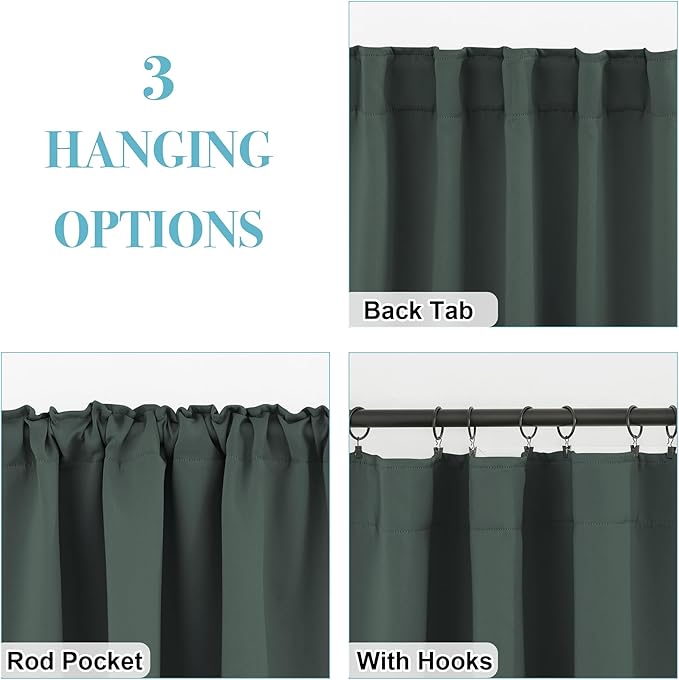 RYB HOME Green Blackout Curtains