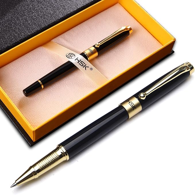 HSK Ballpoint Pens Luxury gift Pen Black Refill Line width 0.5mm,Best Ball Pen Gift Set for Men & Women Professional Executive,Office,Nice Pens Classy Gift Box (Black)
