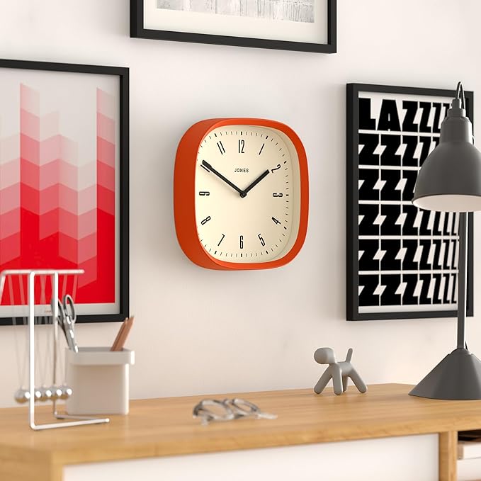 JONES CLOCKS® Marvel Wall Clock | Modern Retro Rounded Square Clock | 10 inch |
