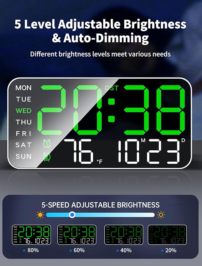 MASHI 8.4''Large Digital Wall Clock, Led Alarm Clock
