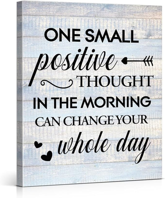 Inspirational Farmhouse Canvas Print Wall Art Decor One Small Positive Thought