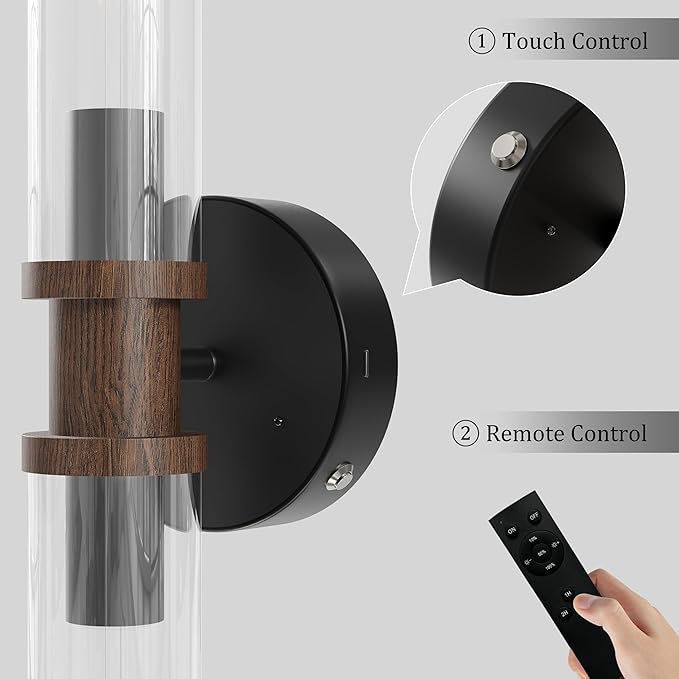 Battery Operated Wall Sconce Set of 2, Modern Cordless Wall Lights