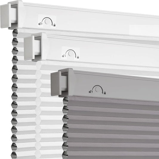 Grandekor No Drill No Tools Cordless Cellular Shades, UV Protection Privacy No
