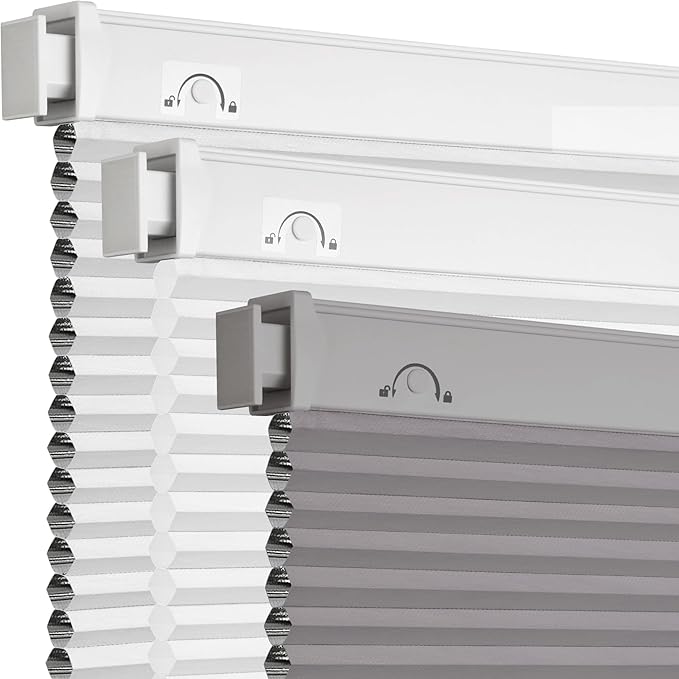 Grandekor No Drill No Tools Cordless Cellular Shades, 30.5" W x 64" H, UV