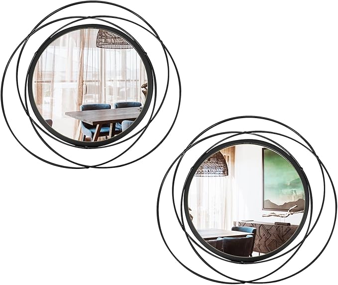 2 Set. Circle Mirrors for Wall Decor for Living Room Bedroom Bathroom Entryway