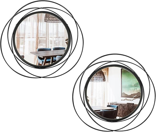 2 Set. Circle Mirrors for Wall Decor for Living Room Bedroom Bathroom Entryway