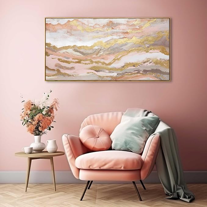 YJYart Pink Abstract Wall Art/Girl Room 20x40 Inch/Large Wall Art