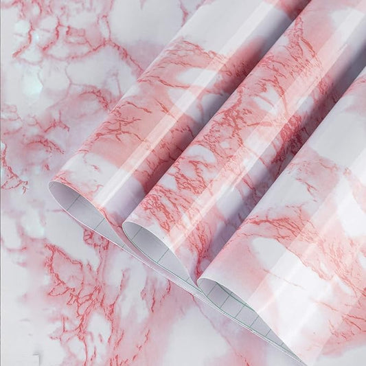 BAYYA Extra Wide Marble Contact Paper Granite Peel and Stick Wallpaper Pink