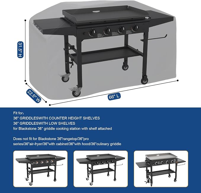 Grill Cover for Outdoor Grill,BBQ Cover for Blackstone 36" Griddle,Waterproof Grill Cover with Click-Close Straps,Fit More 4-Burner Flat Oven Griddle Without Hood