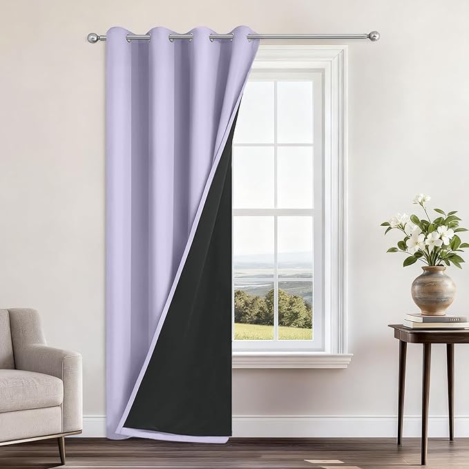 Yakamok 100% Blackout Curtains 96 Inches Long, 2 Thick Layers Heat and Full