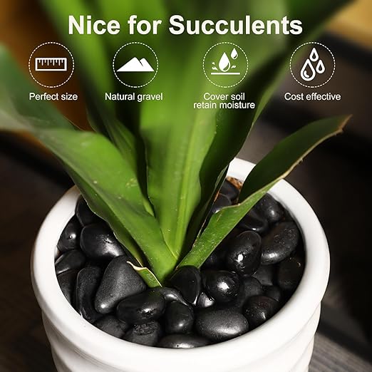20LB Black River Rocks for Vases 3/4-1 5/8Inch River Stones Decorative Rocks for Plants Indoor Pebbles for Crafts Decorative Stones Gravels Rocks for Plants Outdoor
