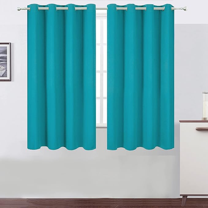 LEMOMO Teal/Turquoise Kids Blackout Bedroom Curtains/52 x 63 Inch/Set of 2
