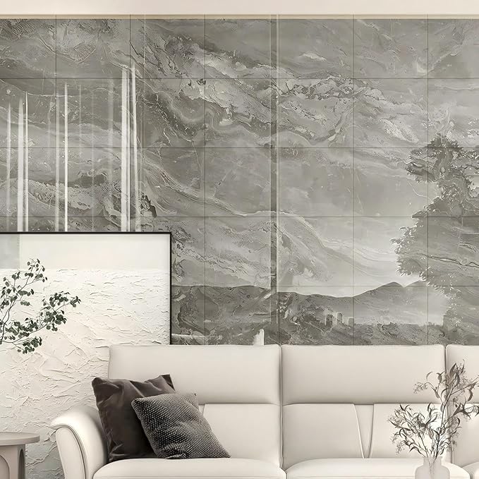 Chejiaye 10pcs Marble Peel and Stick Backsplash Waterproof Washroom Wall Panels