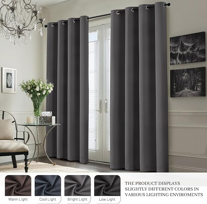 Yakamok 100% Blackout Curtain Panels 84 inches Cold and Light Blocking Drapes