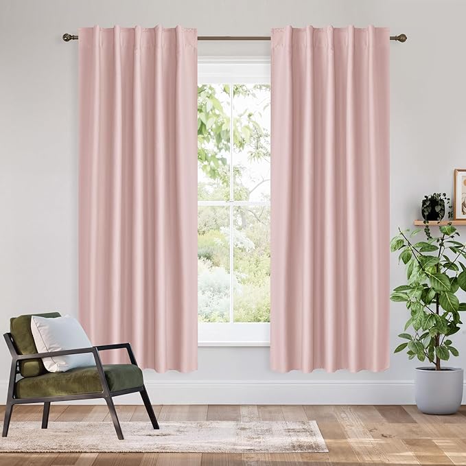 RYB HOME Bedroom Blackout Curtains 72 inches Long, 100% Blackout Thermal