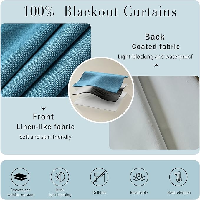 Damage-Free 100% Blackout Curtain