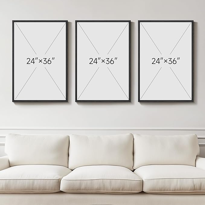 Framed Brown Abstract Mountain Wall Art for Living Room, 3 Piece Large Neutral Landscape Canvas Prints Artwork for Walls, Modern Minimalist Scenic 2D Paintings Bedroom Home Office Wall Decor, 24x36 In
