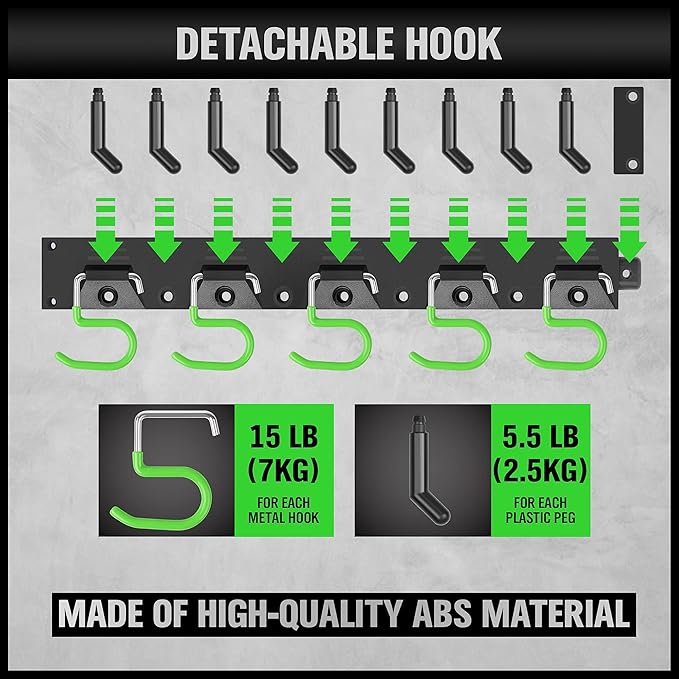 SWANLAKE Plastic 64 Inch Adjustable Storage System, Wall Mounted Hooks Tool