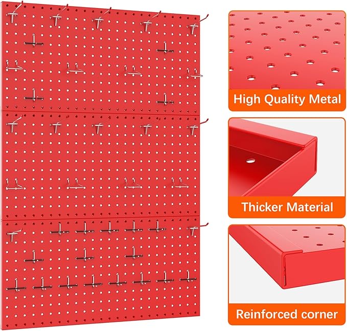 TORACK 3 PCS Metal Pegboard Panels