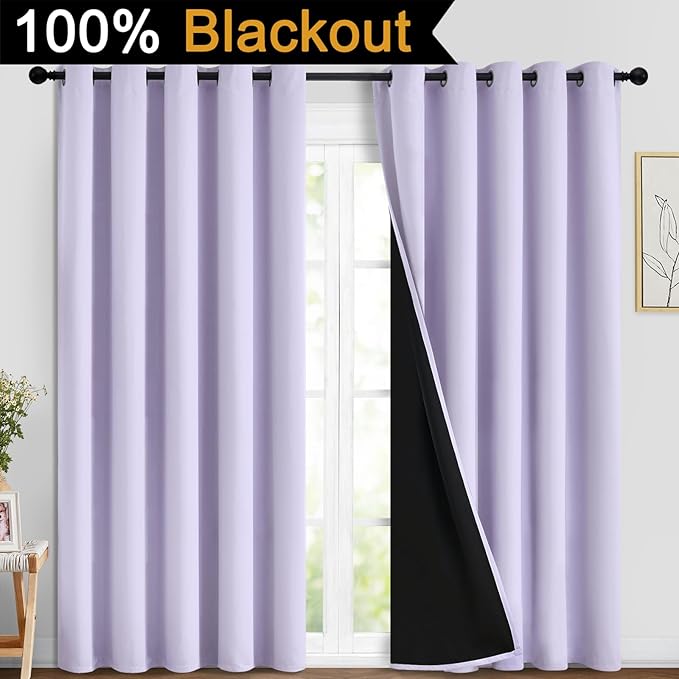 Yakamok 2 Thick Layers 100% Completely Blackout Window Curtains, Thermal