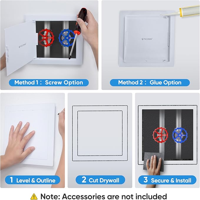 TICONN Access Panel for Drywall, 14 x 14 Inch ABS Plastic Wall Hole Cover