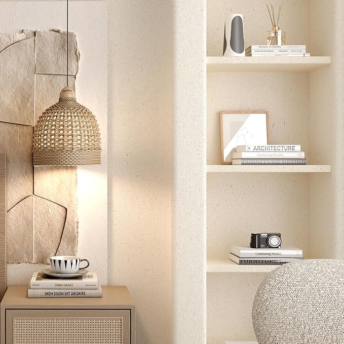 Natural White Wallpaper Grasscloth Textured Peel and Stick Wall