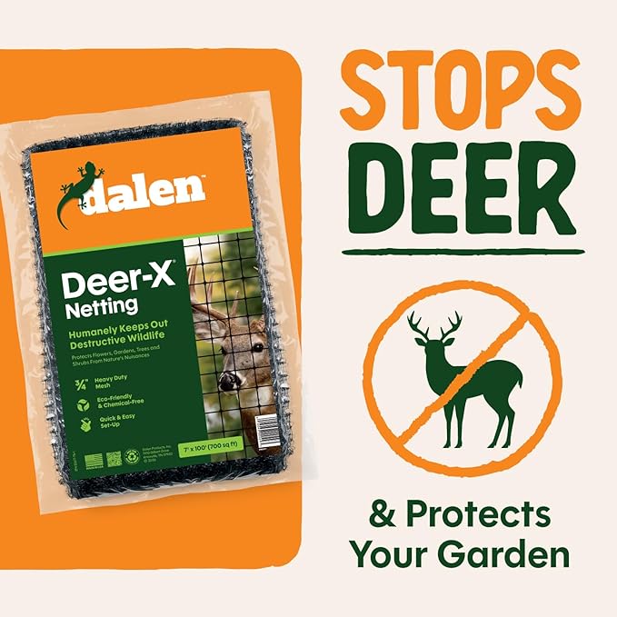 Dalen Deer-X Protective Netting for Gardens & Landscapes - 7 ft x 100 ft Black Garden Netting, 3/4-inch Mesh - Helps Deter Deer from Vegetables, Fruits & Flowers - Made of Weather-Resistant Plastic