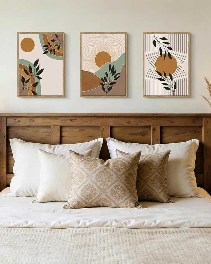 PHOPAGO Boho Wall Art Sage Plant Botanical Framed Wall Printing 11x14in