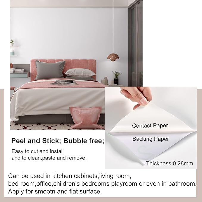 FUKU MON 24"x394" White Peel and Stick Wallpaper Matte Solid Textured Embossed