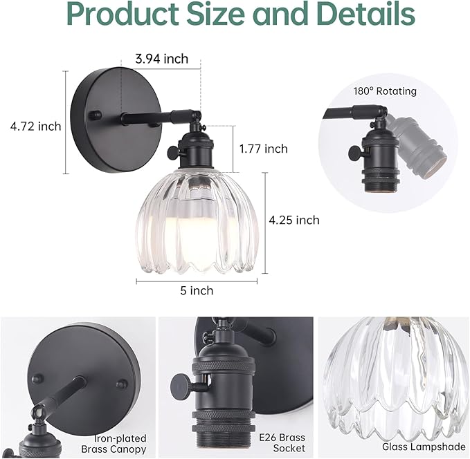 Shenmoyl Vintage Battery Operated Wall Sconce