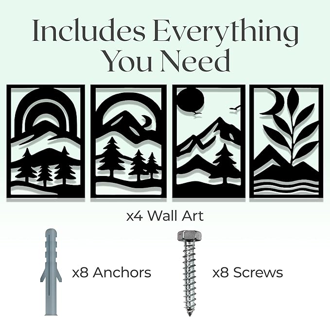 GALLERY GRACE Metal Wall Art Decor – 11" x 16" Set of 4 Abstract Landscape