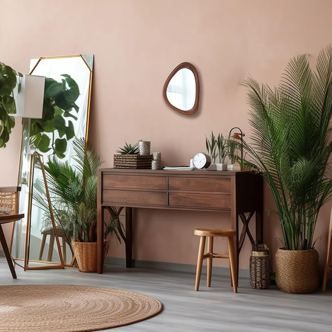 MAGFLERUM Irregular Wall Mirror, 15 * 10 inch Asymmetrical Wood Mirrors
