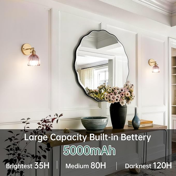 Shenmoyl Vintage 5000 mAh Battery Operated Wall Sconce