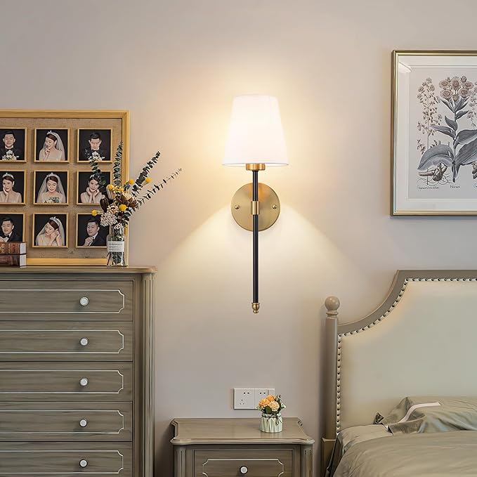 Peel and Stick Wall Sconces, Stick On Wall Sconce Set of 2, Battery Operated