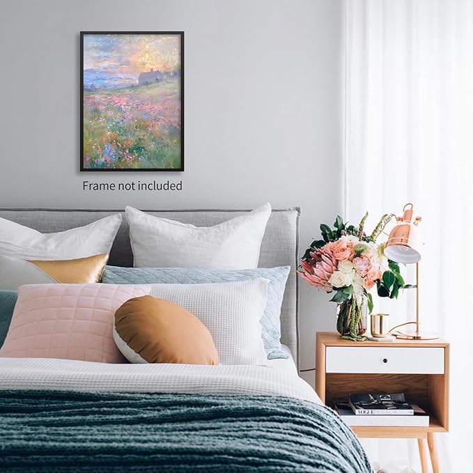 rumlud Pastel Nature Floral Poster Vintage French Country Landscape Wall Art