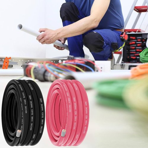 **4 Gauge Marine Wire - Oxygen-Free Tinned Copper Electrical Cable | 10FT Black & 10FT Red for Boats & Trailers**