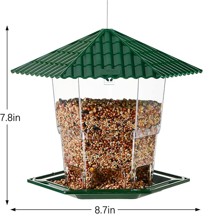 Jealoeur 2 Pack Bird Feeders for Outdoors Hanging Bird Feeder Wild Birds Seed, Green BB